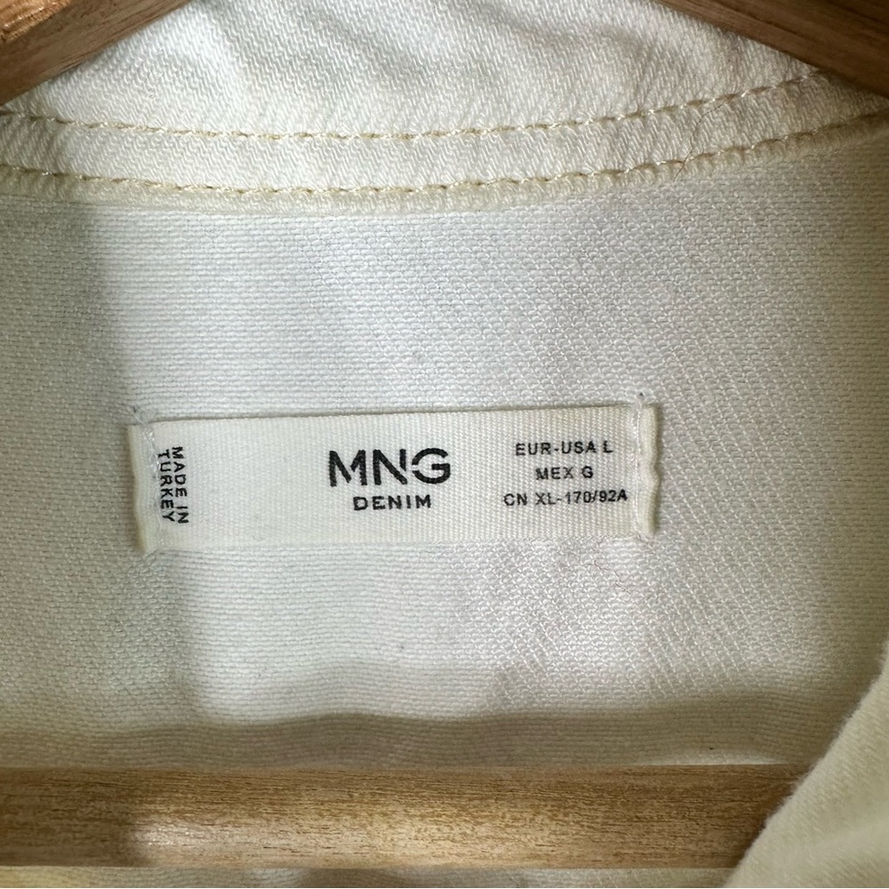 Mango size Large Long Sleeve Off White Utility Denim Jumpsuit Boilersuit - Picture 10 of 12